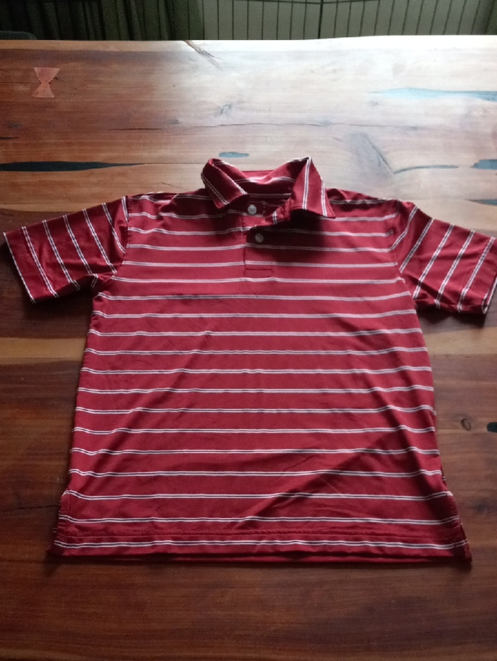 Class Club Red and White Striped Performance Polo Boys 8